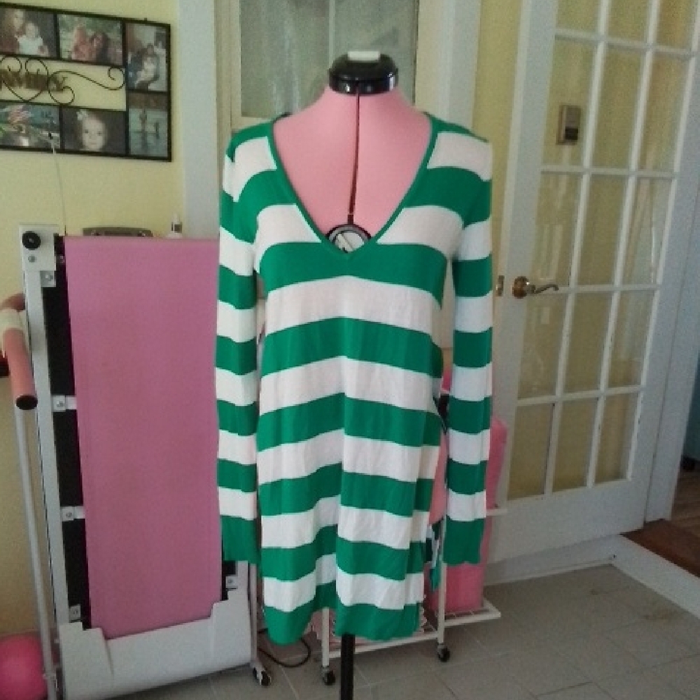 Tommy Bahama Green and White Striped Tunic